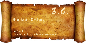 Becker Orion névjegykártya